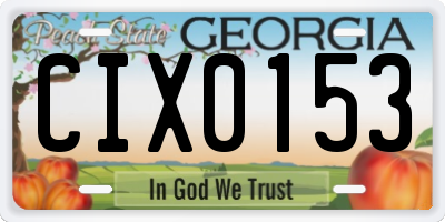 GA license plate CIX0153
