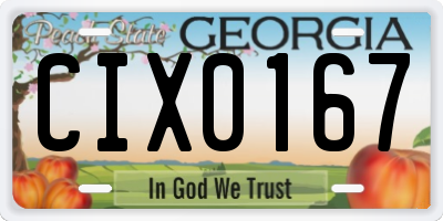 GA license plate CIX0167