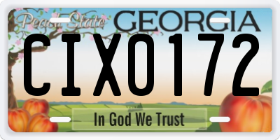 GA license plate CIX0172
