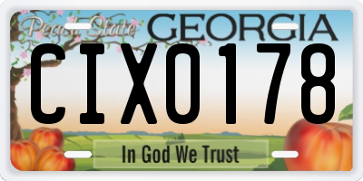 GA license plate CIX0178