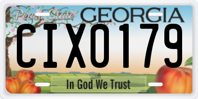 GA license plate CIX0179