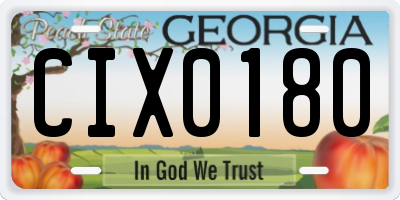 GA license plate CIX0180