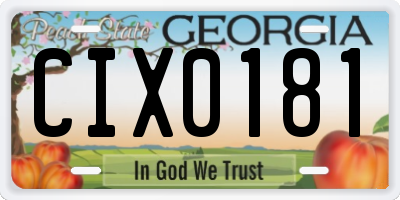 GA license plate CIX0181