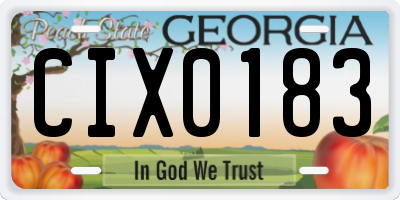 GA license plate CIX0183