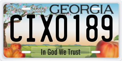 GA license plate CIX0189