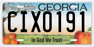 GA license plate CIX0191