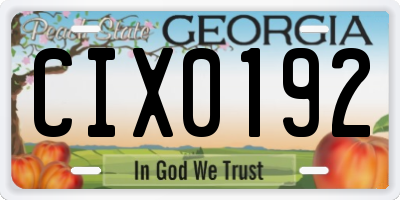GA license plate CIX0192