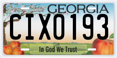 GA license plate CIX0193