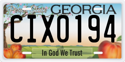 GA license plate CIX0194