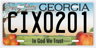 GA license plate CIX0201