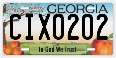 GA license plate CIX0202
