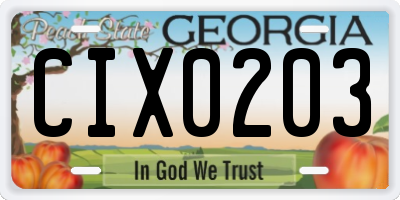 GA license plate CIX0203