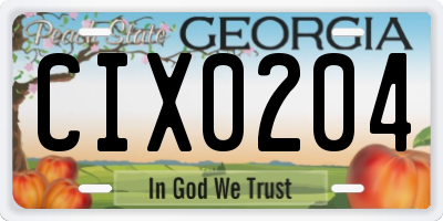 GA license plate CIX0204