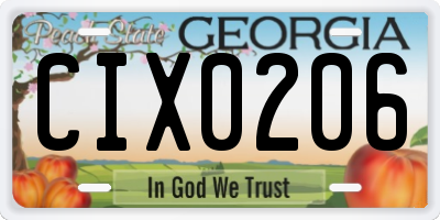 GA license plate CIX0206