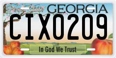 GA license plate CIX0209