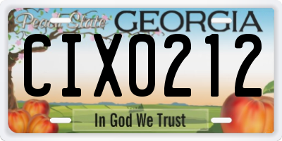 GA license plate CIX0212