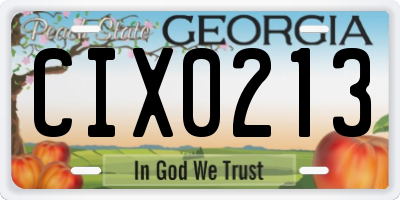 GA license plate CIX0213
