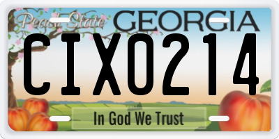 GA license plate CIX0214