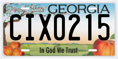 GA license plate CIX0215
