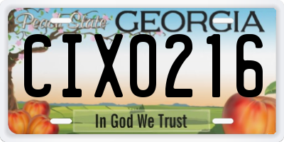GA license plate CIX0216