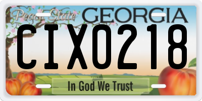 GA license plate CIX0218
