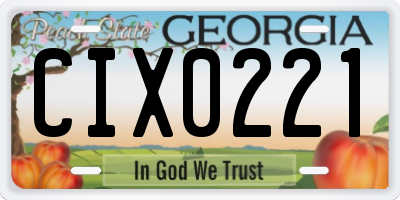 GA license plate CIX0221