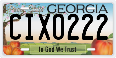 GA license plate CIX0222