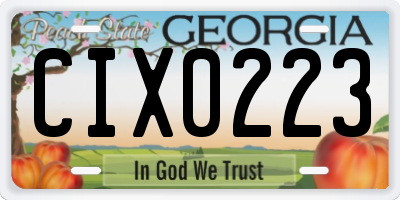 GA license plate CIX0223