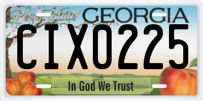 GA license plate CIX0225