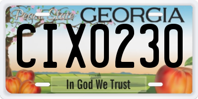 GA license plate CIX0230