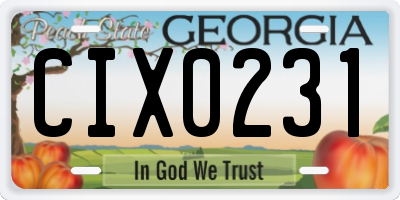 GA license plate CIX0231
