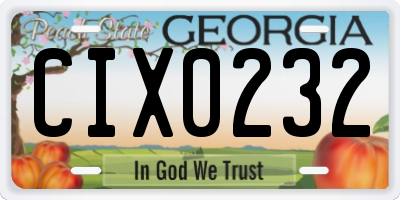 GA license plate CIX0232