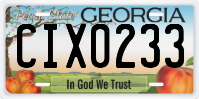 GA license plate CIX0233