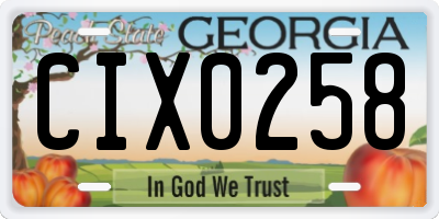 GA license plate CIX0258