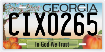 GA license plate CIX0265