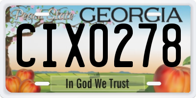 GA license plate CIX0278