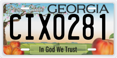 GA license plate CIX0281