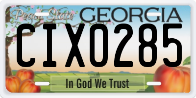 GA license plate CIX0285