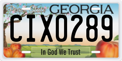 GA license plate CIX0289