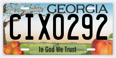 GA license plate CIX0292