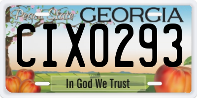 GA license plate CIX0293