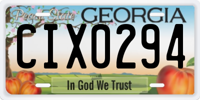 GA license plate CIX0294