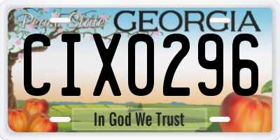 GA license plate CIX0296