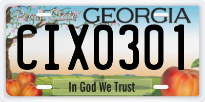 GA license plate CIX0301