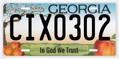 GA license plate CIX0302