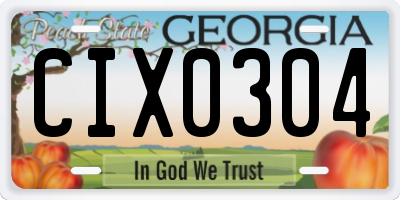 GA license plate CIX0304