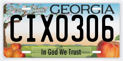 GA license plate CIX0306