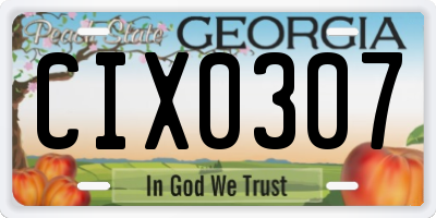 GA license plate CIX0307