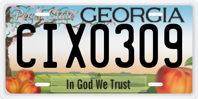 GA license plate CIX0309