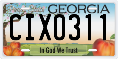 GA license plate CIX0311
